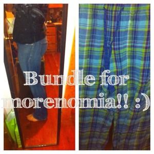 Old navy jeans and plaid pj pants