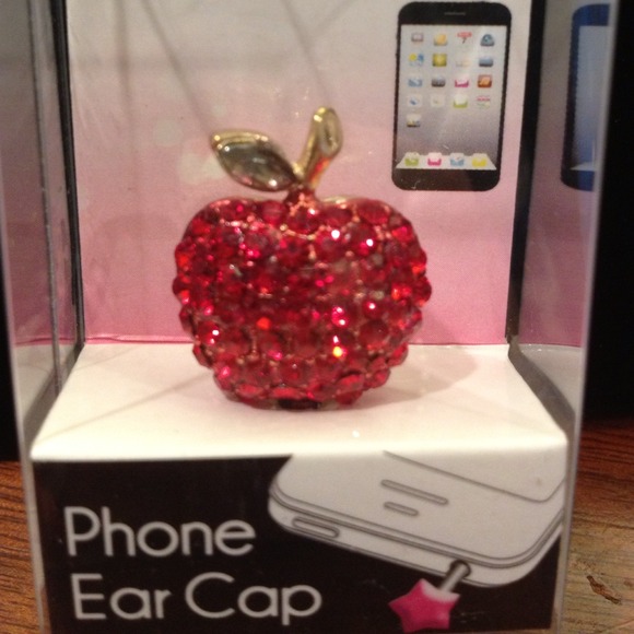 Accessories - Red Crystal Apple Cell Phone Charm