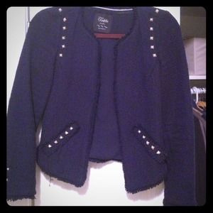 Navy tweed jacket from Zara's Trafaluc Collection