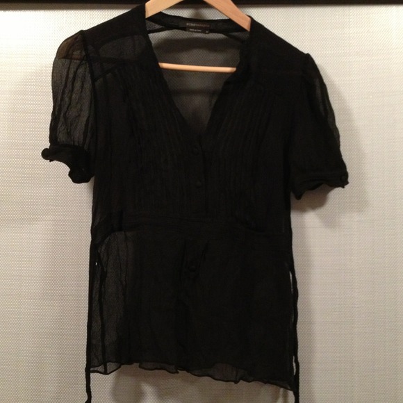 BCBG Black sheer blouse Size M