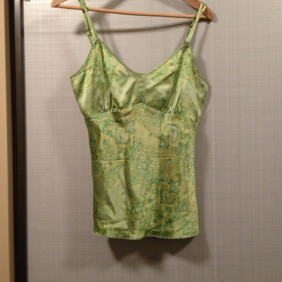 INC Green paisley silk cami size 6