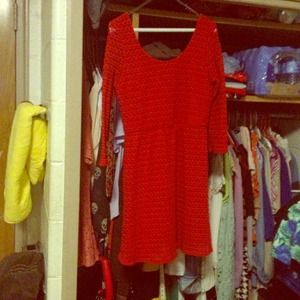 Red textured dress