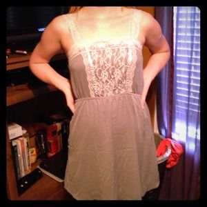 Grey lace chiffon dress