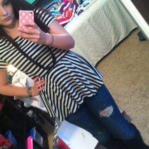 Black and white peplum top HOLD