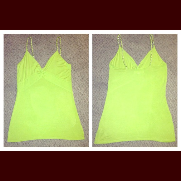 Steve Madden Tops - Steve Madden Bright Green Silver Chain Tank Top