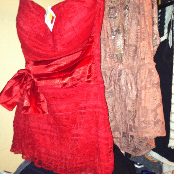 Red Lacey tube top FINAL REDUCTION!