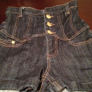 High waisted denim shorts