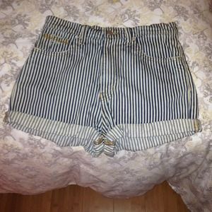 High wasted vertical striped Washborn shorts