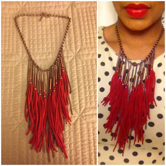 SOLD// Copper & red statement necklace // jewelry