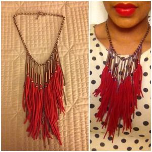 SOLD// Copper & red statement necklace // jewelry