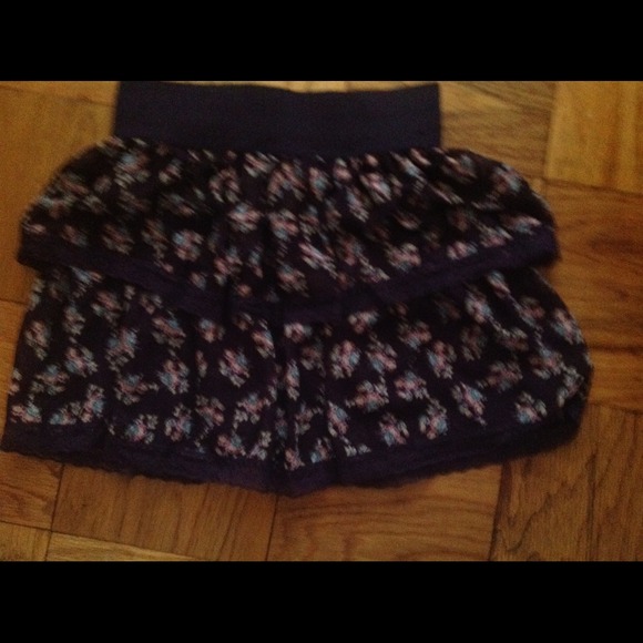 Eggplant floral tiered chiffon skirt