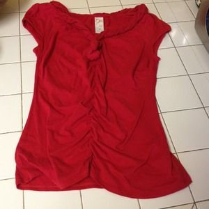Cute red antro top for winter layering or summer!