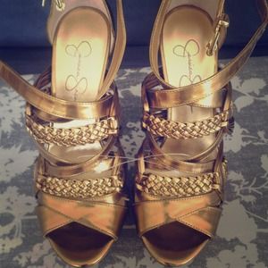 Jessica Simpson metallic gold sandal
