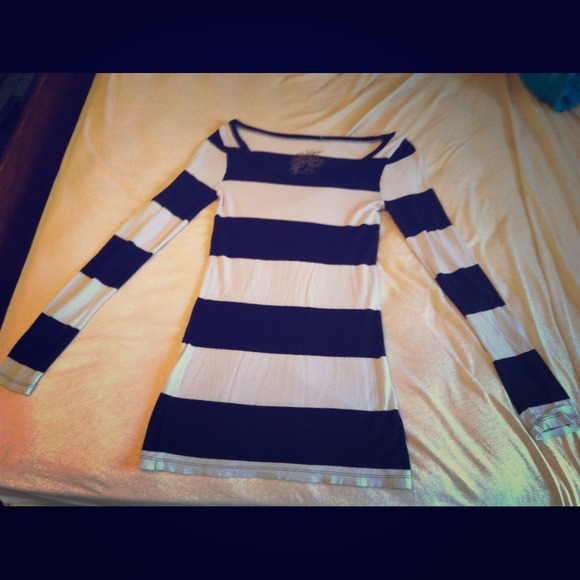 Black and white stripped long sleeve shirt.