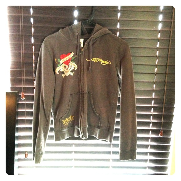 Ed Hardy grayish green hoodie