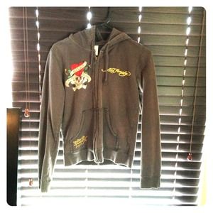 Ed Hardy grayish green hoodie