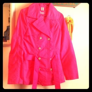 HOT PINK rain coat.