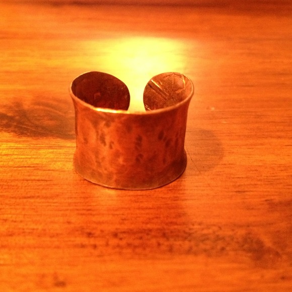 Sold-Hand hammered Copper Tobacco cuff ring