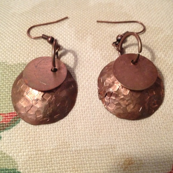 Sold- Hand hammered and shaped Copper earrings