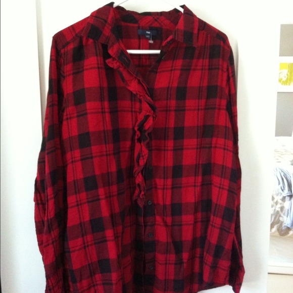GAP Tops - Gap frilly "flannel" blouse