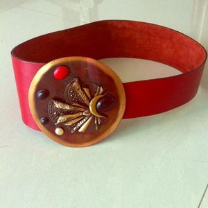 Red leather belt