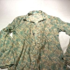 Maurice's green paisley sheer blouse