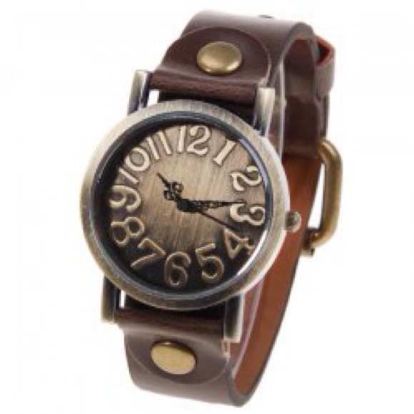 Unisex real leather watch