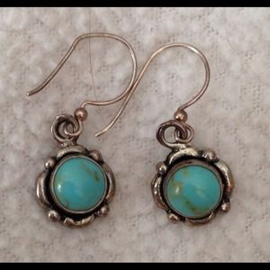 Turquoise, silver earrings.