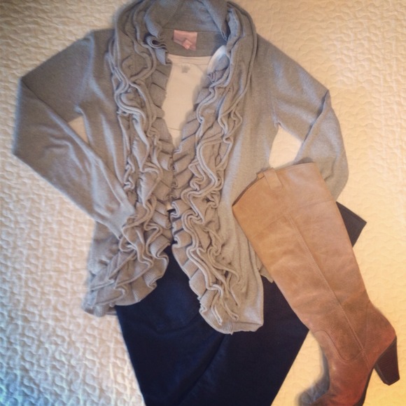 Ruffled Grey Sweater