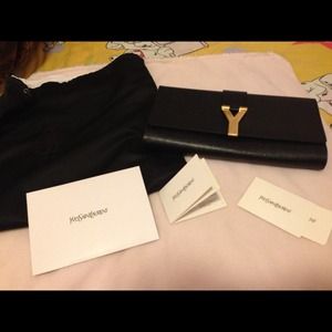 SOLD!!!!!!!YSL black patent leather large clutch