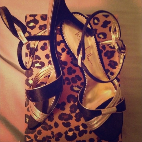 Nicole Miller Shoes - 🚫SOLD🚫NICOLE MILLER black/gold satin heels