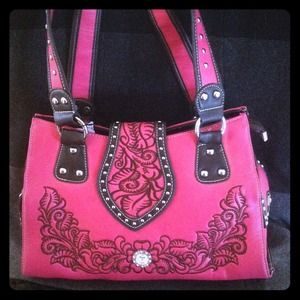 Hot Pink Embroidered Cowgirl Handbag