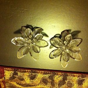 Never worn Silver/rhinestone fashion earrings