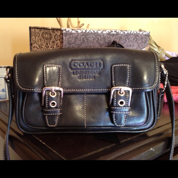 Small Black Leather Coach purse