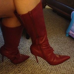 Red high heels boots