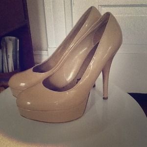 Beige platform heels