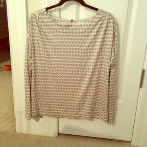 Ann Taylor Grey and White Polka Dot long sleeve M