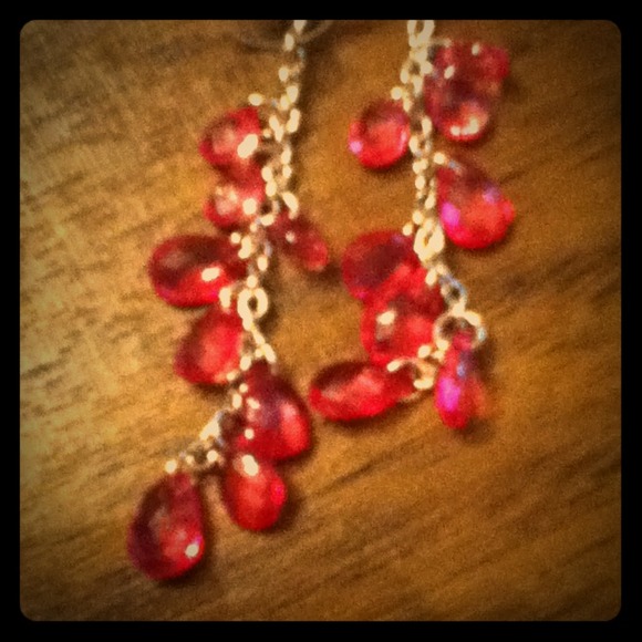 ***RESERVED-Pink stone dangle earrings