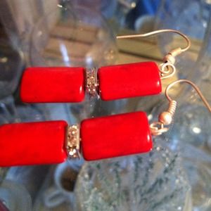 Red Turquoise Earrings