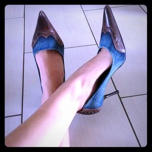 Sold!! Denim and leather high heels from Spain!