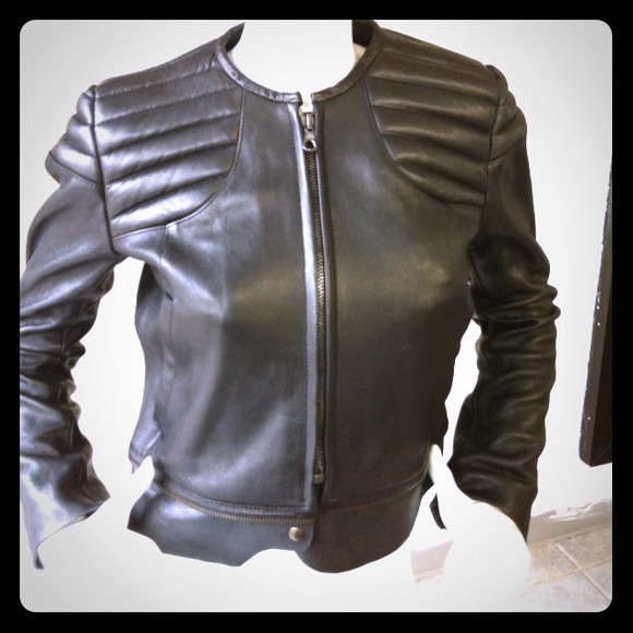 Black leather Acne Motorcycle Jacket