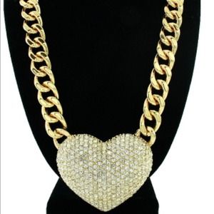 Oversized Large Pave Gold Heart