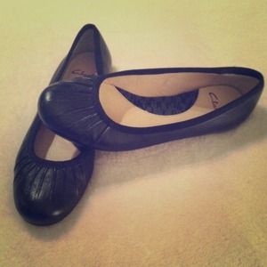 Black Leather Flats
