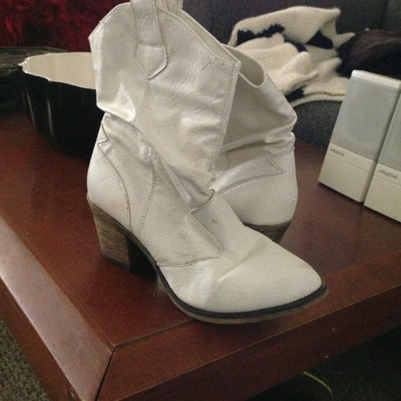 White ankle cowboy boots
