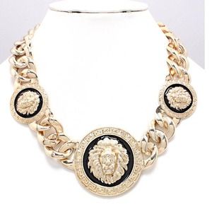 Rihanna Gold Necklace 3 Lion