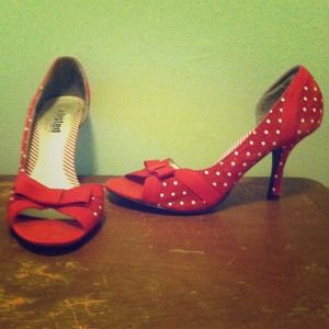 Red polka dot shoes