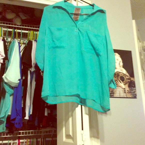 Mint Sheer Collared Shirt