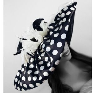 Black White Polka Dot Church Kentucky Derby Hat