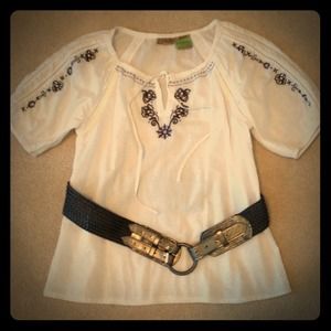 Art and Soul  Embroidered Peasant Blouse