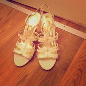 Strappy off white heels